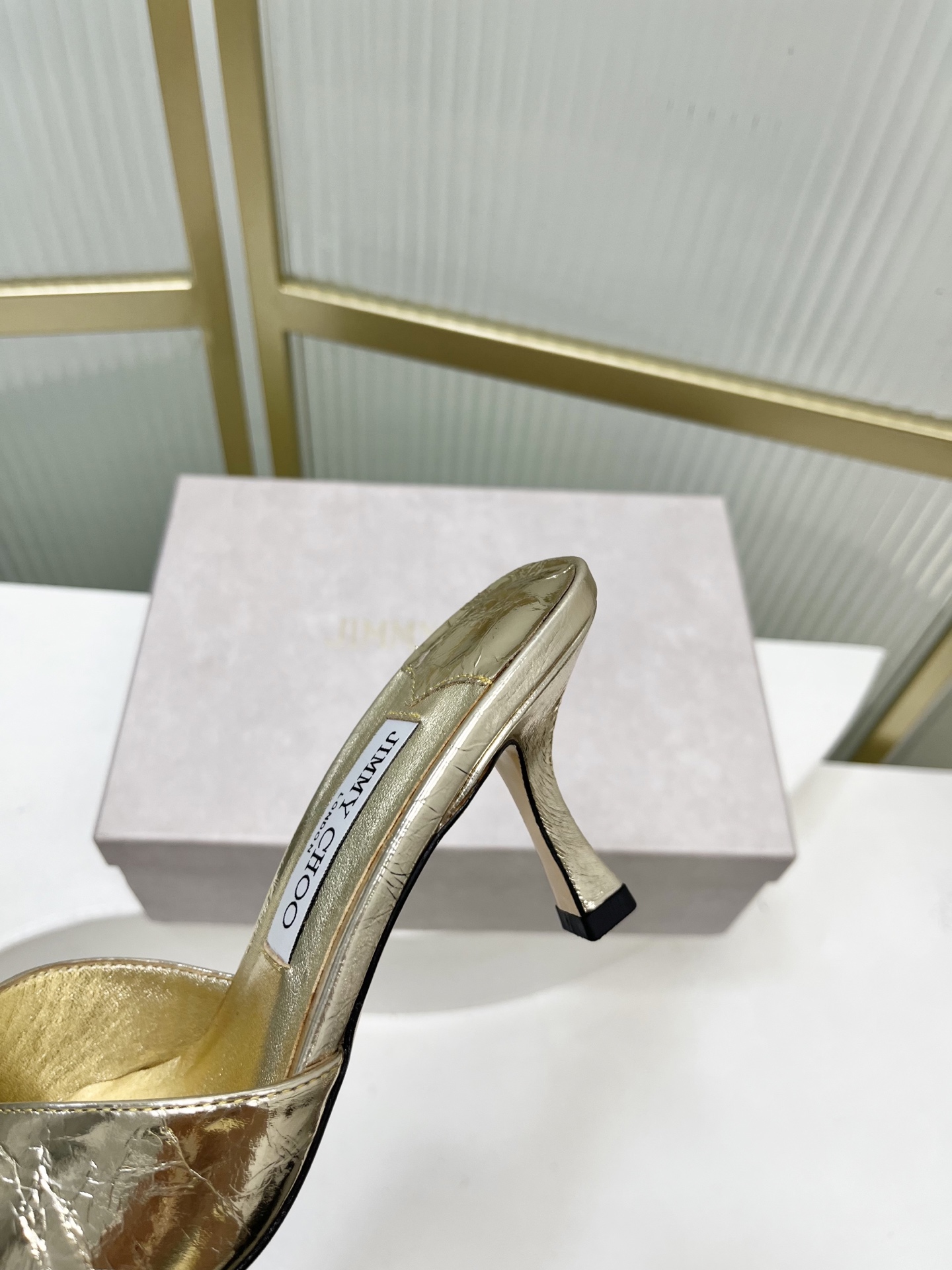 Jimmy Choo Women's Gold Leather Square Toe Heeled Mules Slides Sandals 11 i1755886679130 6765 0 9