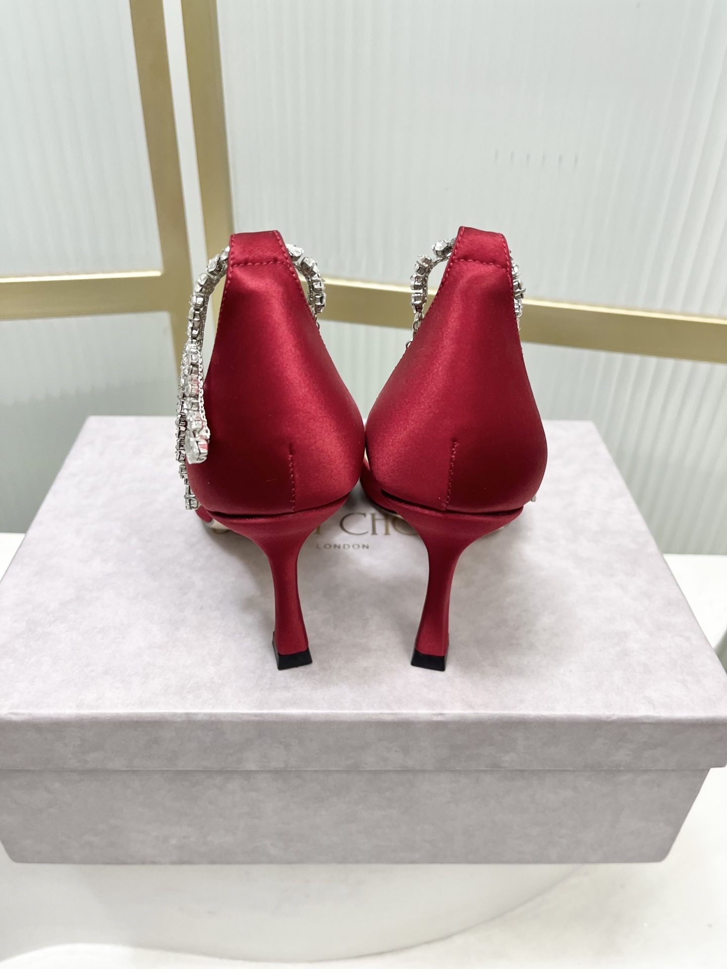 Jimmy Choo Jimmy Cho* JC吉米周新款蝴蝶结钻链真丝高跟鞋两穿中空尖头凉鞋