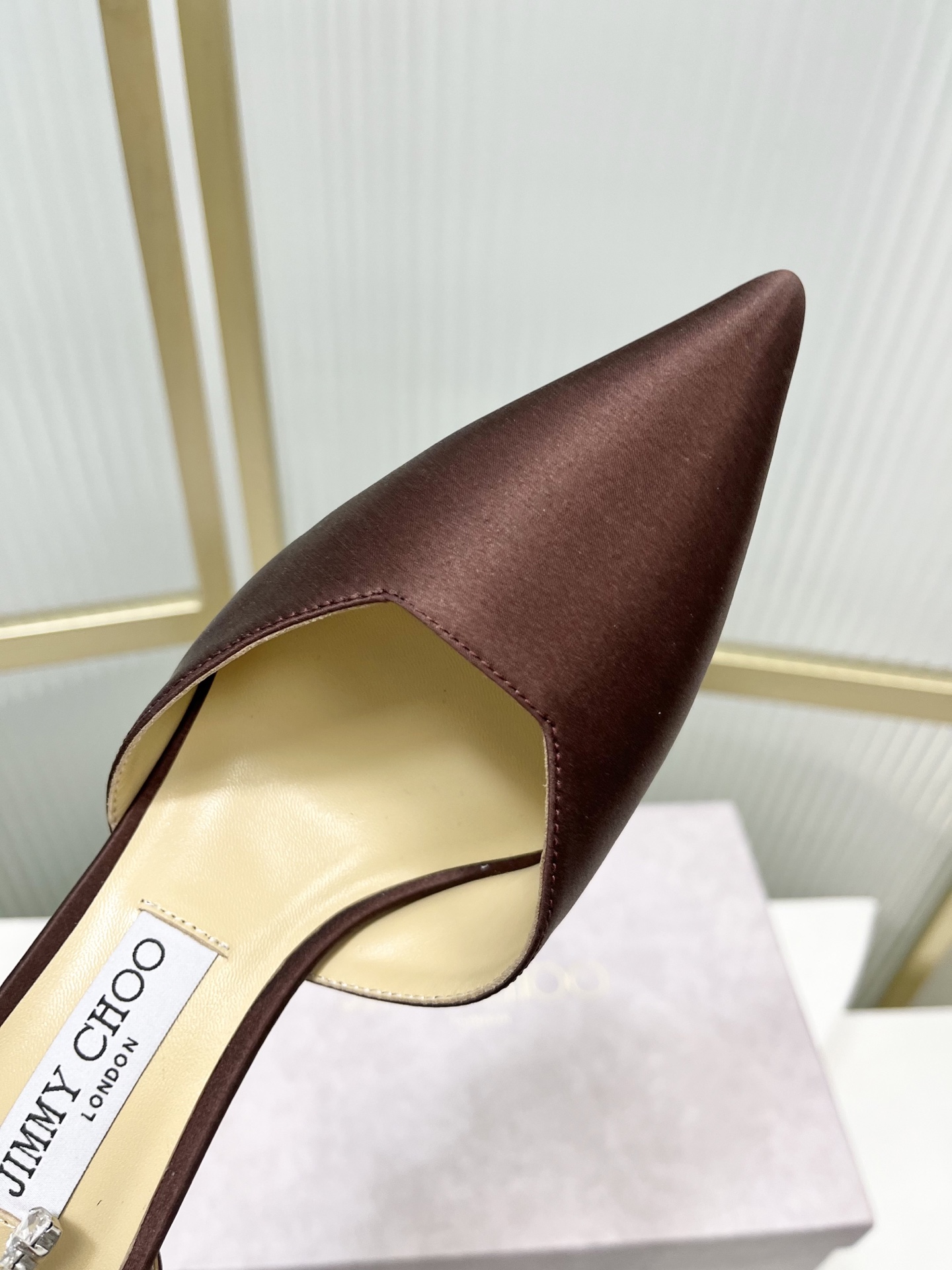 Jimmy Choo Jimmy Cho* JC吉米周新款蝴蝶结钻链真丝绸缎高跟鞋两穿中空尖头凉鞋