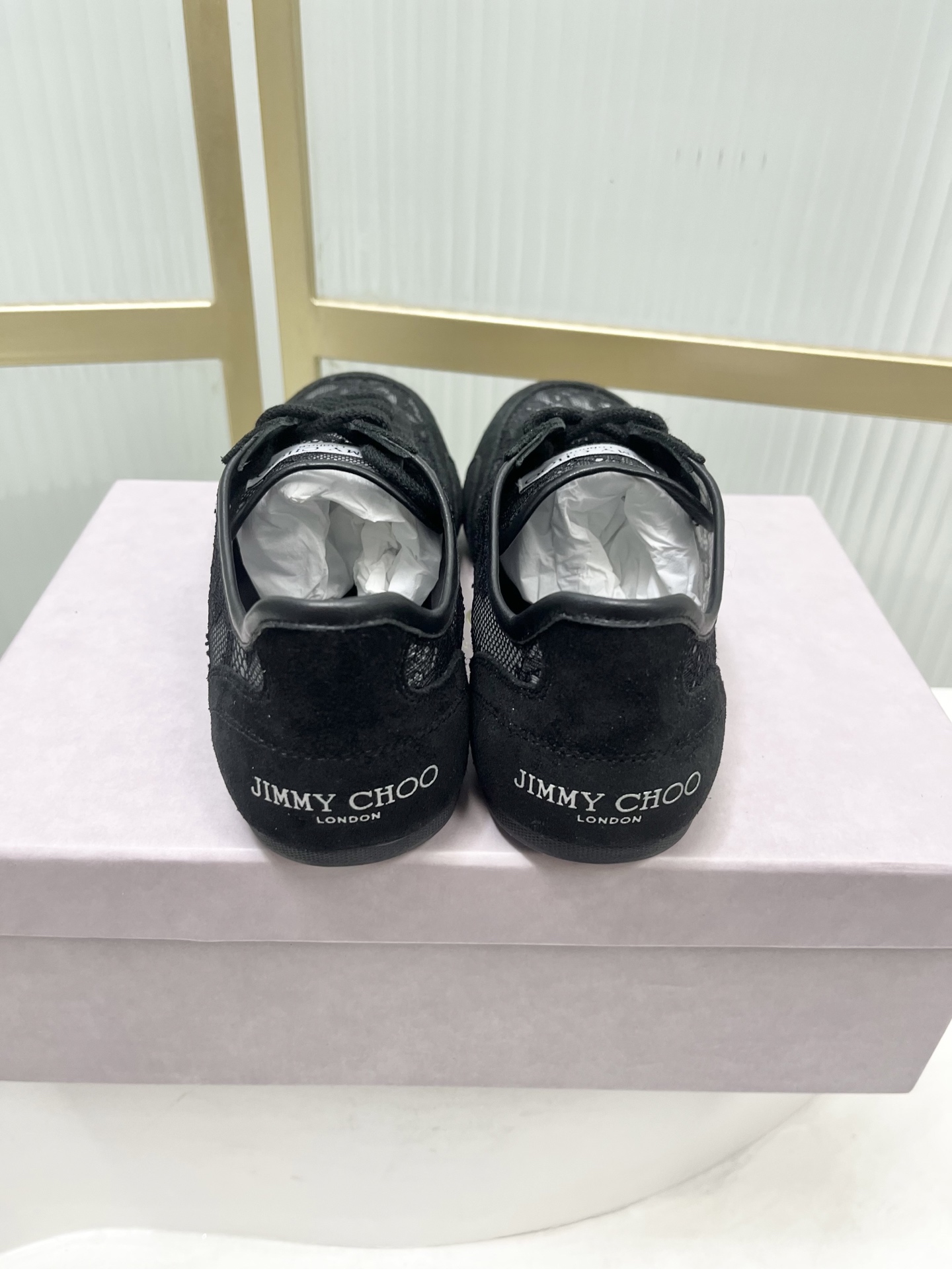 Jimmy Choo Jimmy Cho*jc吉米周26早春新款镂空蕾丝休闲鞋德训鞋