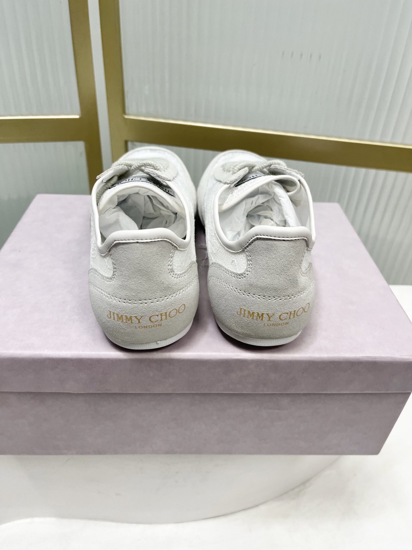 Jimmy Choo Jimmy Cho*jc吉米周26早春新款镂空蕾丝休闲鞋德训鞋