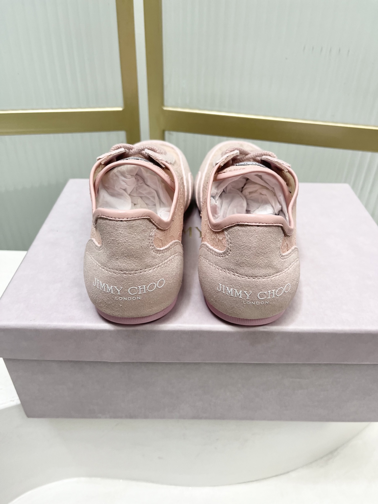 Jimmy Choo Jimmy Cho*jc吉米周26早春新款镂空蕾丝休闲鞋德训鞋