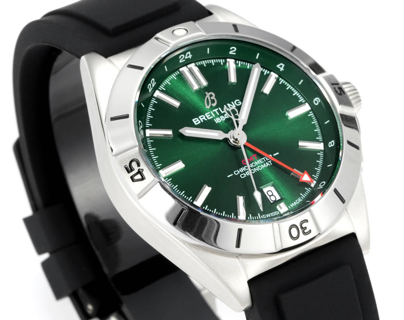 NO:641273,Breitling, mechanical timing series A32398101M1A1!  (Chronomat Automatic GMT 40) is coming!  1 The dial of this dual time zone watch is simple and sharp, and the reading is clear. There are nine dial colors to choose from: black, blue, green, white, anthracite gray, and blue and yellow. Each one is hard to put down!  2 The watch case is made of fine steel, equipped with a screw-in crown with double seals, and has excellent waterproof performance. The stainless steel bezel rotates in one direction and is decorated with the iconic 15-minute 'horse stud'!  3. The tape is made of rubber and fits your wrist better!  4The case size is 40 mm, suitable for Asian and Chinese men's wrists!  5 movement adopts etc.2836 GMT dual time!  Make the need for universal time at home and abroad more practical!  Make sure you are in both places!  Although it is late, it is full of sincerity!  Ingenious work, you deserve it.,,tom ford,breitling19860909百年灵BREITLING,机械计时系列A32398101M1A1！（Chronomat Automatic GMT 40）重磅来袭！ 1这款双时区腕表盘面简洁凌厉,读时清晰.黑色,蓝色,绿色,白色,烟煤灰,蓝间黄九种盘面色彩选择,款款让人爱不释手！ 2表壳采用精钢制成,配备带有双密封垫的旋入式表冠,优良防水性能.精钢表圈单向旋转,装饰标志性的15分钟“骑马钉”！ 3胶带采用橡胶材质,更贴手腕！ 4表壳尺寸为40毫米,适合亚洲跟中国男士手腕！ 5机芯采用etc.2836 GMT两地时！让需要国内外两地通用时间需求更加实用！做到两地不误！ 虽然姗姗来迟,但诚意满满！匠心之作,你值得拥有.,,tom ford,breitling,Watch