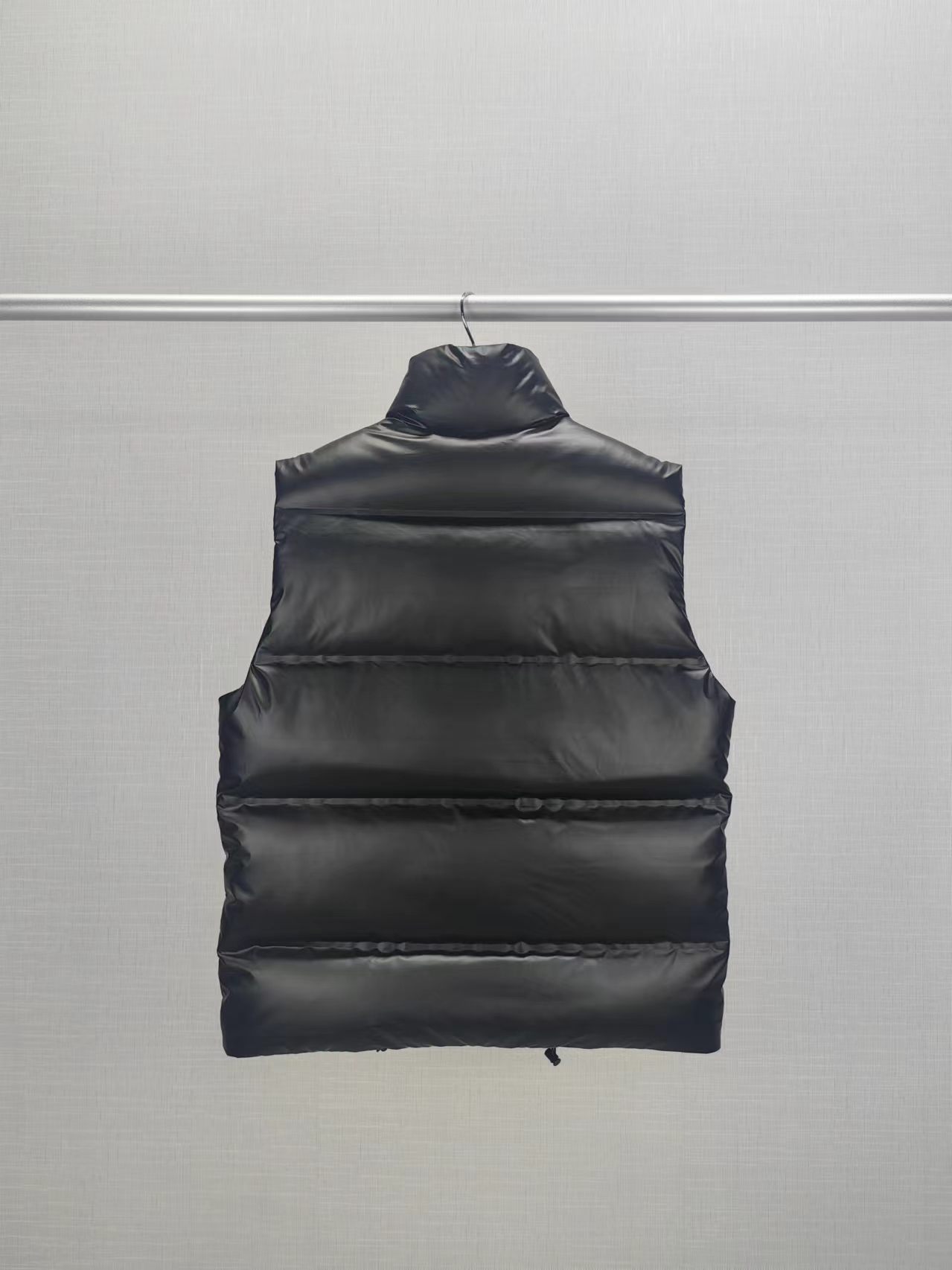 Prada men's winter vest with red trim, classic stand-up collar, fashionable casual outerwear.-Big cat