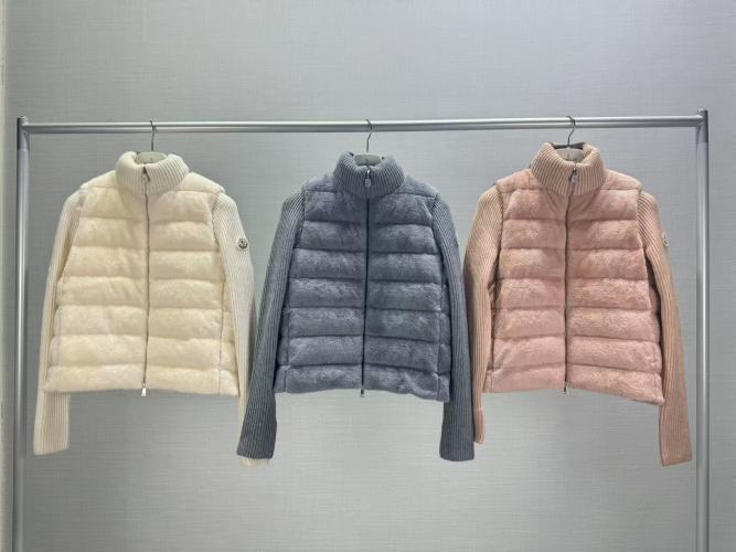 Moncler Women's Knitted Panel Down Jacket Lightweight Spring Outerwear 1 Moncler Women's Knitted Panel Down Jacket Lightweight Spring Outerwear