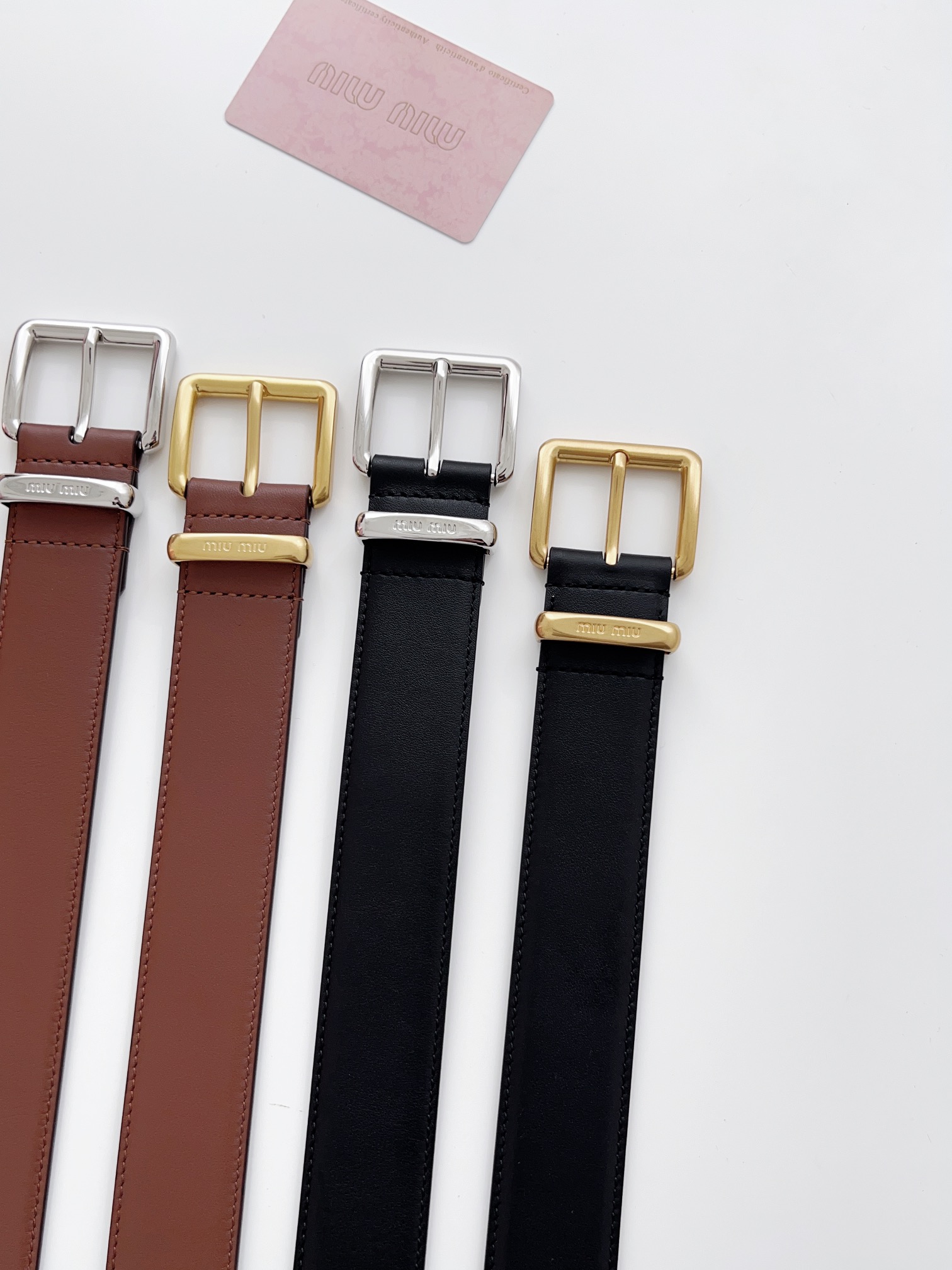 High-End Women’s Leather Belt with Double-Headed Calves and Steel Print - 图片 3