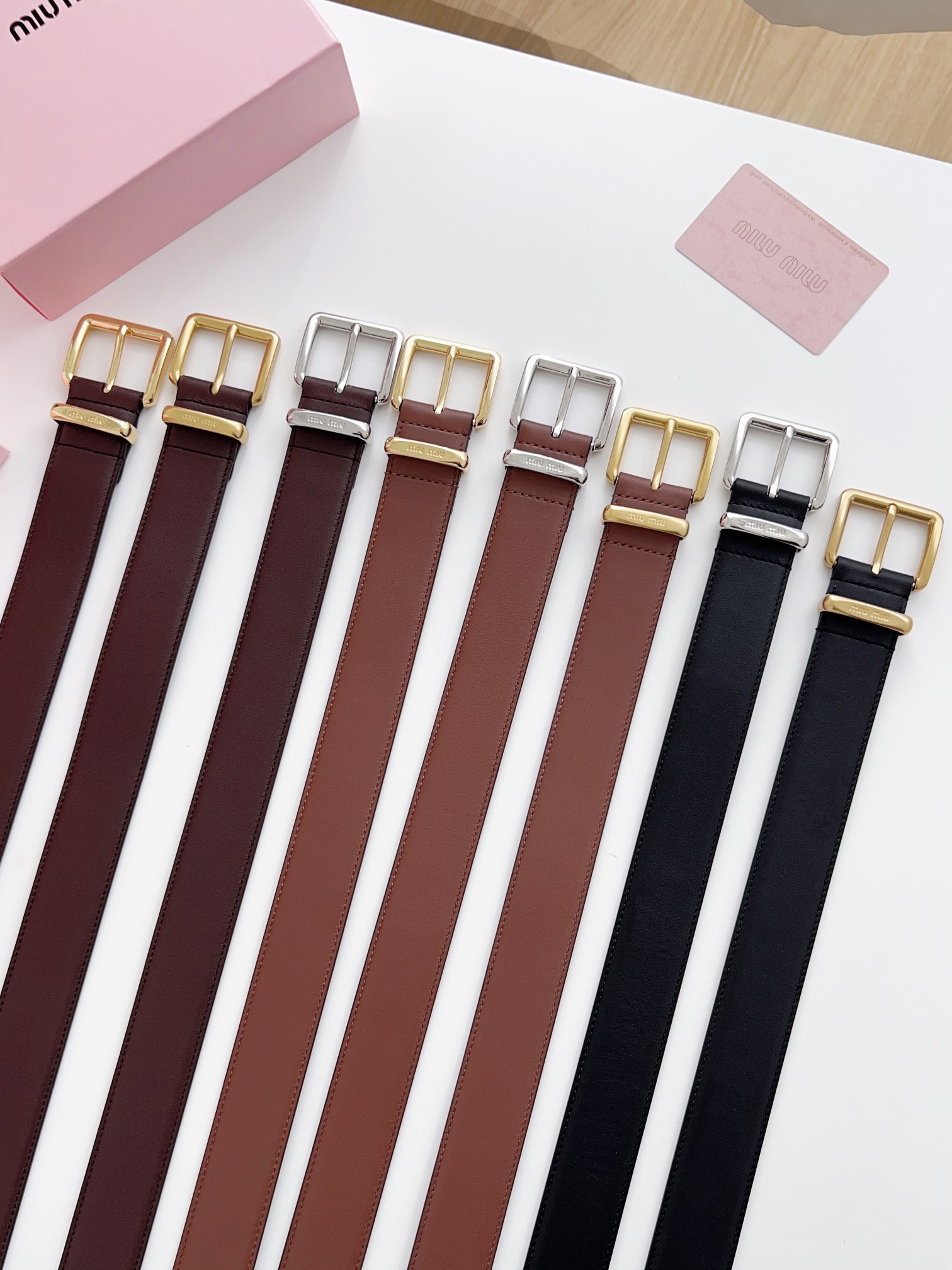 High-End Women’s Leather Belt with Double-Headed Calves and Steel Print - 图片 4
