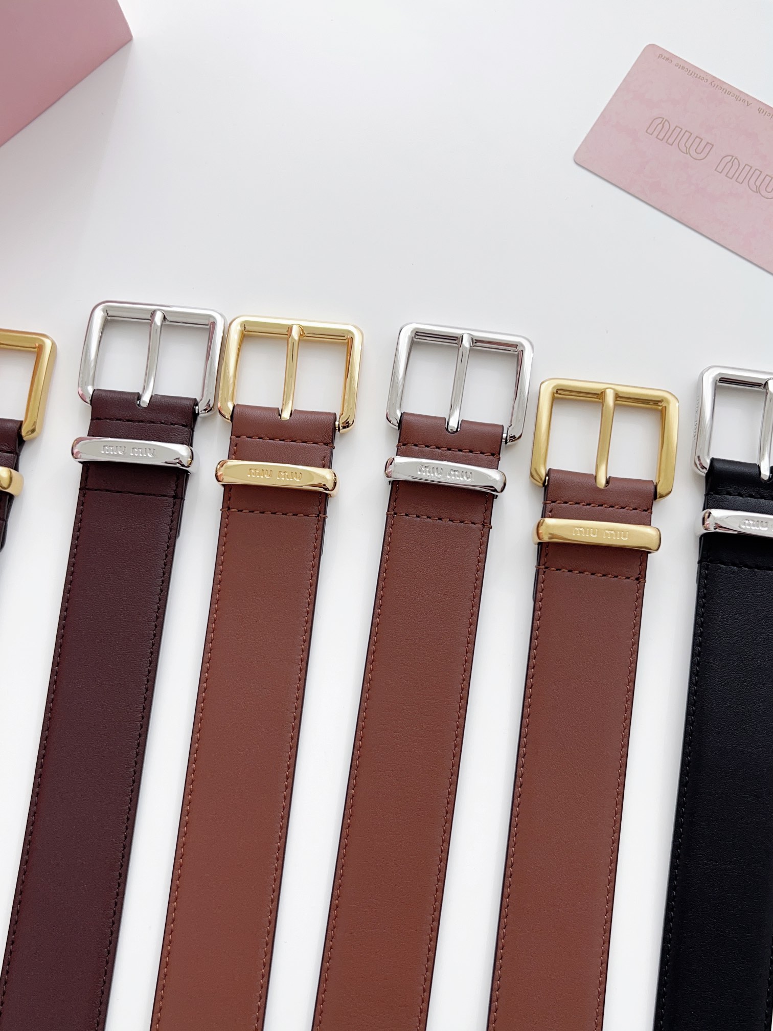 High-End Women’s Leather Belt with Double-Headed Calves and Steel Print - 图片 2