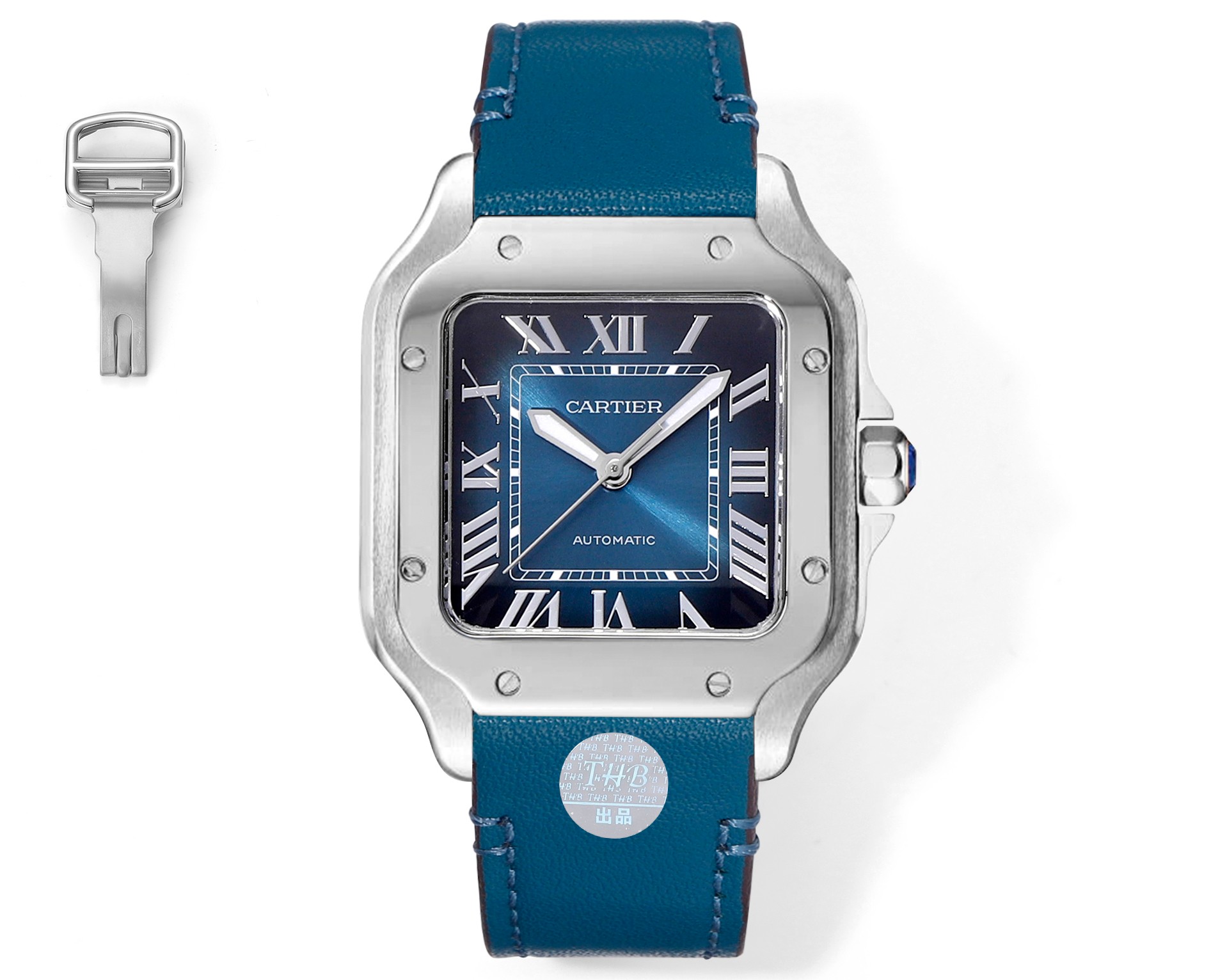 Cartier Watch Blue White Unisex Women Men 9015 Movement