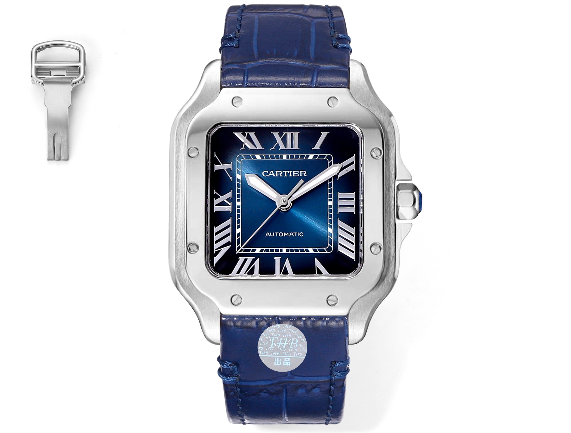 Cartier Watch Blue White Unisex Women Men 9015 Movement