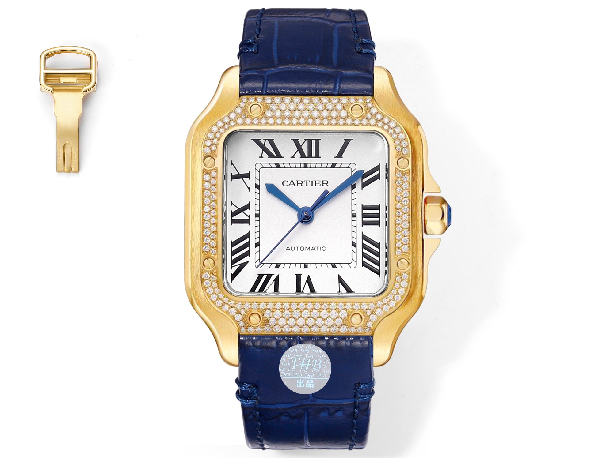 Cartier Watch Blue White Unisex Women Men 9015 Movement