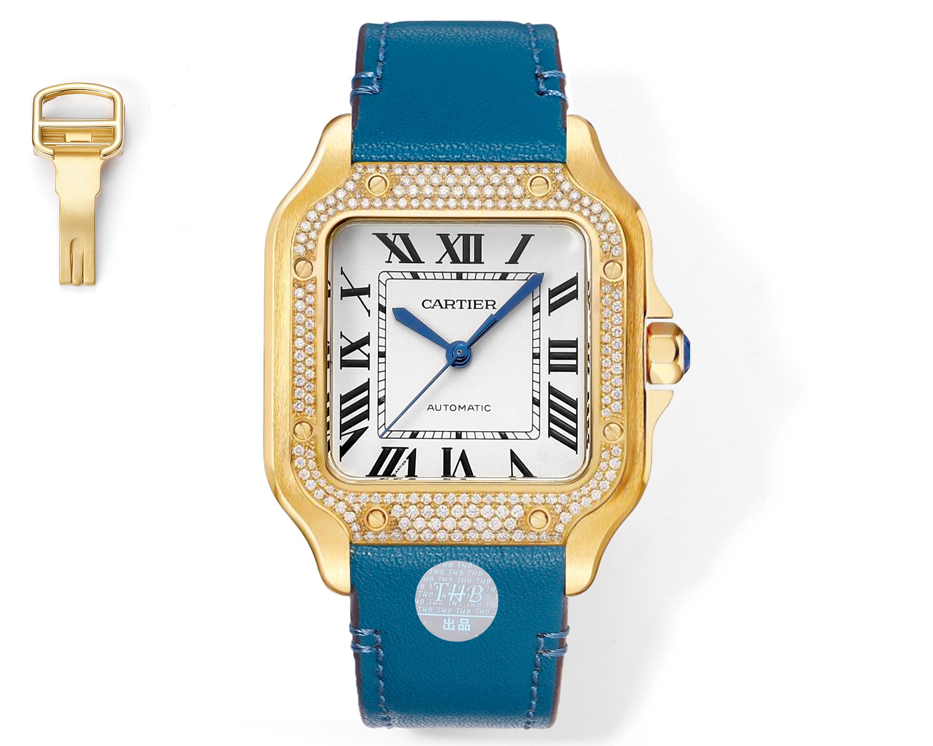 Sale Outlet Online
 Cartier Watch Blue White Unisex Women Men 9015 Movement