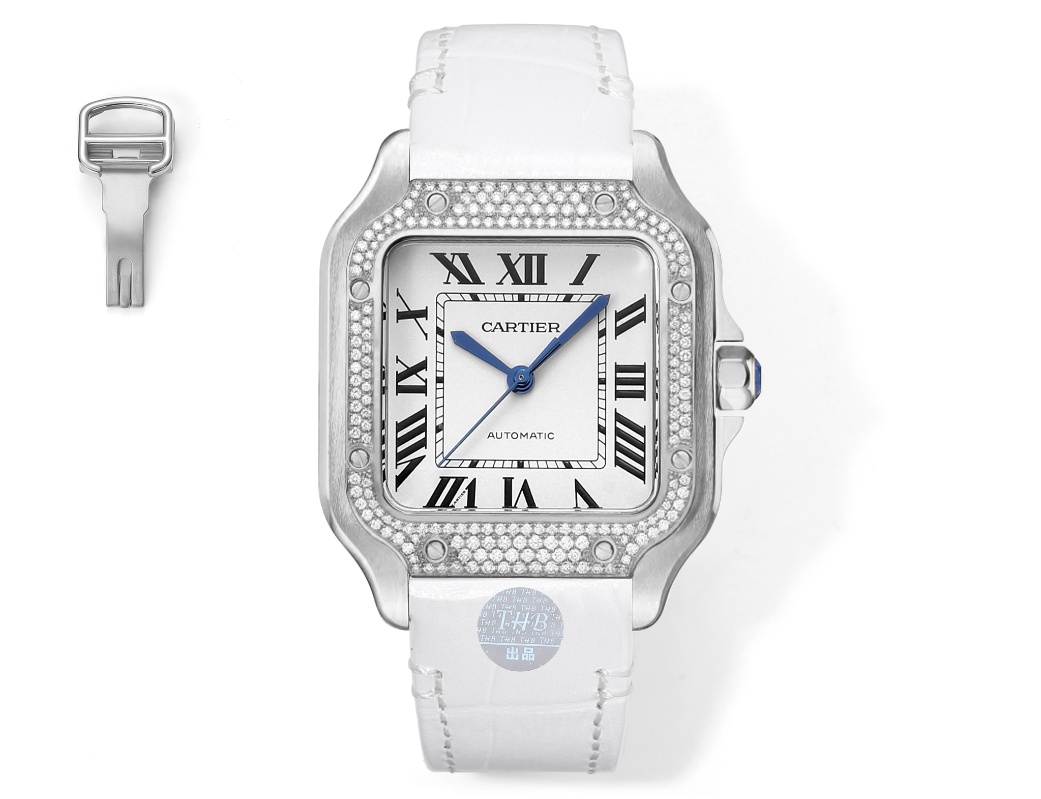 Cartier Good
 Watch Blue White Unisex Women Men 9015 Movement