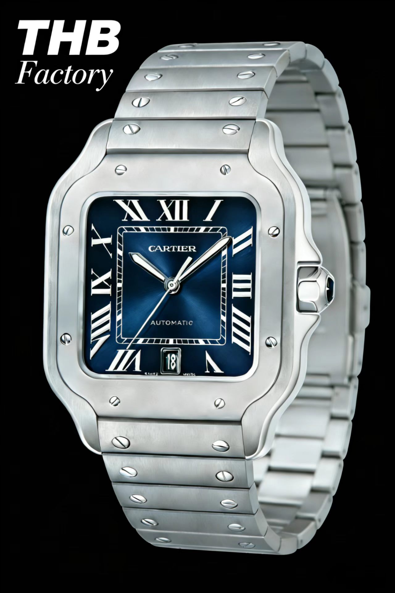 Cartier Santos de Cartier Large stainless steel case and bezel, white dial, stainless steel bracelet 39.8mm Men's Automatic