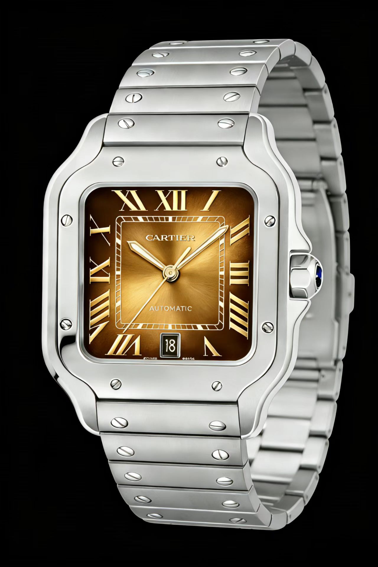 Cartier Santos de Cartier Large stainless steel case and bezel, white dial, stainless steel bracelet 39.8mm Men's Automatic
