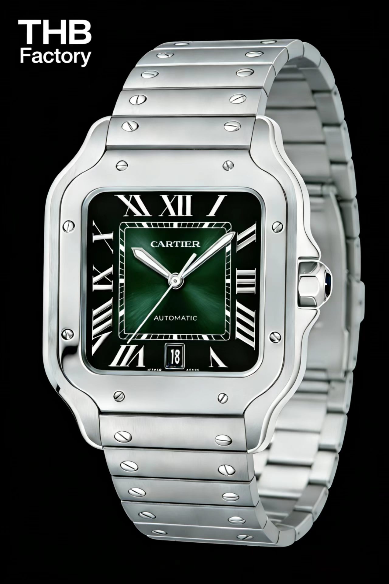 Cartier Santos de Cartier Large stainless steel case and bezel, white dial, stainless steel bracelet 39.8mm Men's Automatic