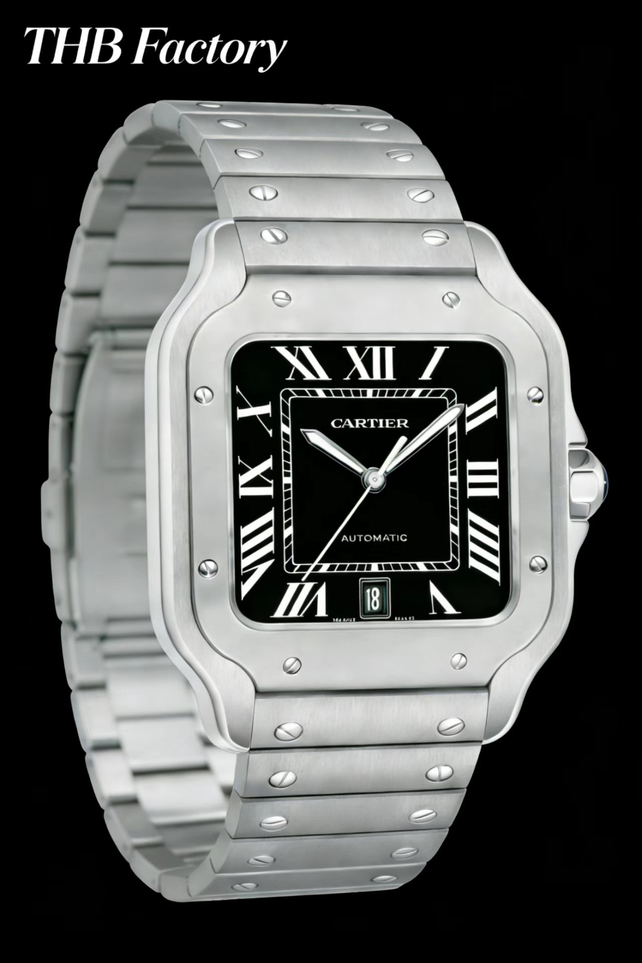 Cartier Santos de Cartier Large stainless steel case and bezel, white dial, stainless steel bracelet 39.8mm Men's Automatic
