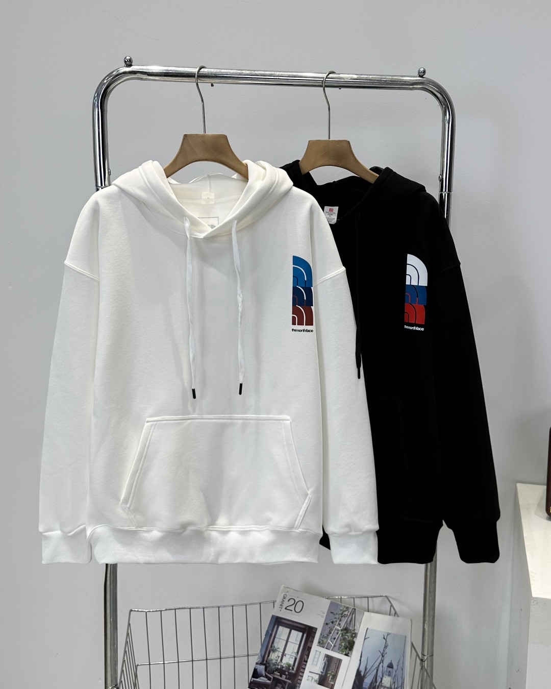 The North Face Clothing Hoodies Black White Printing Men Cotton Knitting Fall/Winter Collection Hooded Top