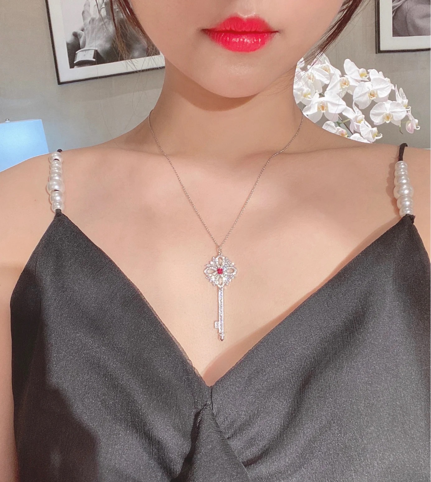 👑蒂芙尼红宝石钥匙项链到货