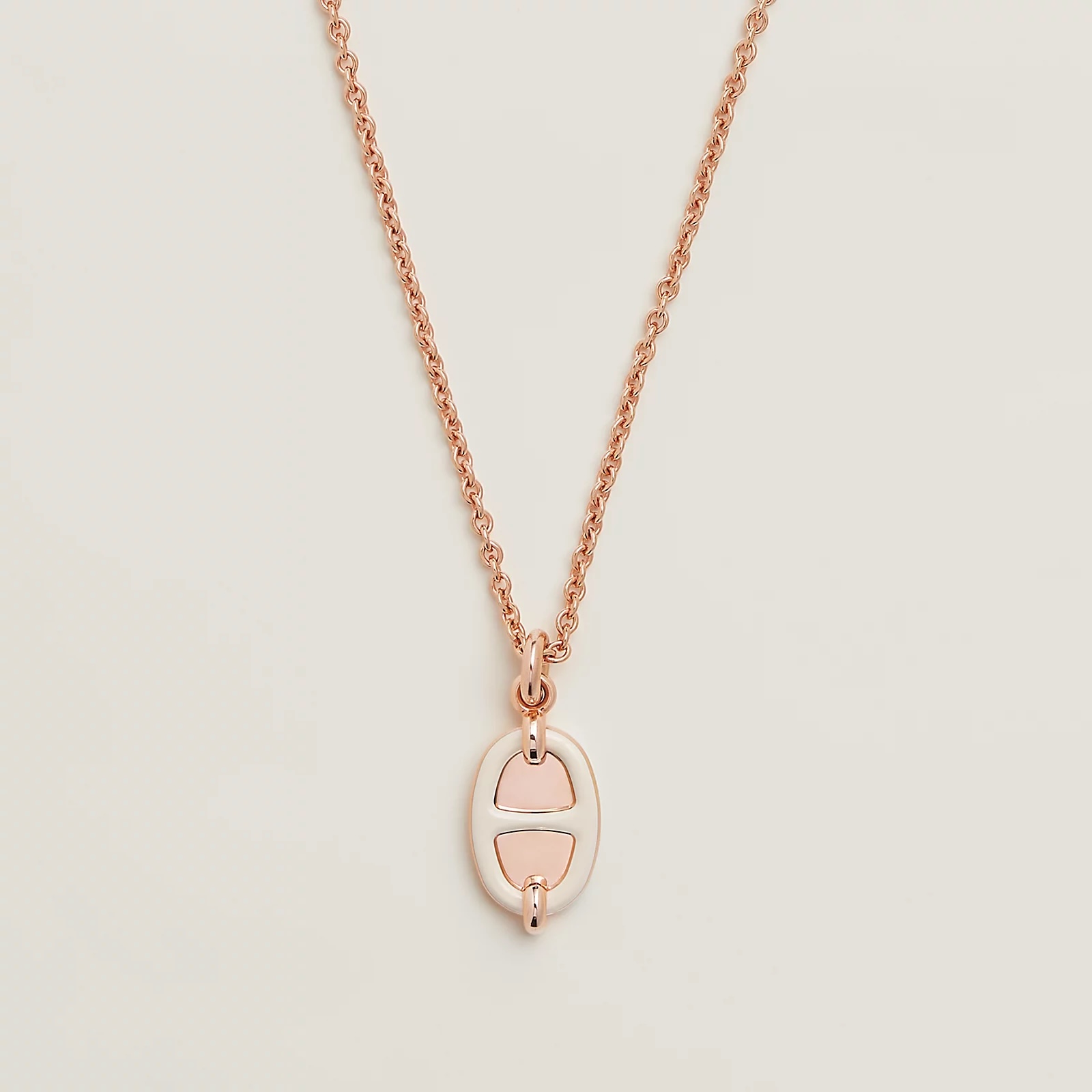 Hermès 爱马仕Mini Maillon奶油色猪鼻子项链到货、玫瑰金、白金色、黄金色