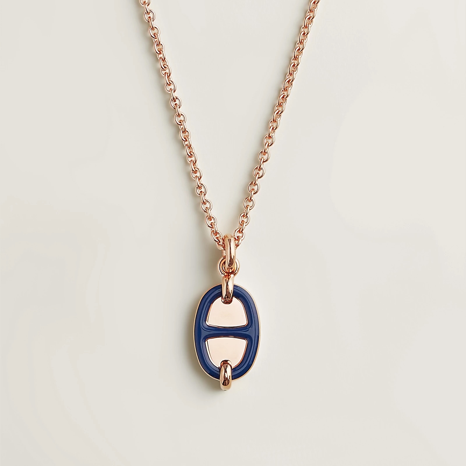 Hermès 爱马仕Mini Maillon宝石蓝猪鼻子项链到货、玫瑰金、白金色、黄金色