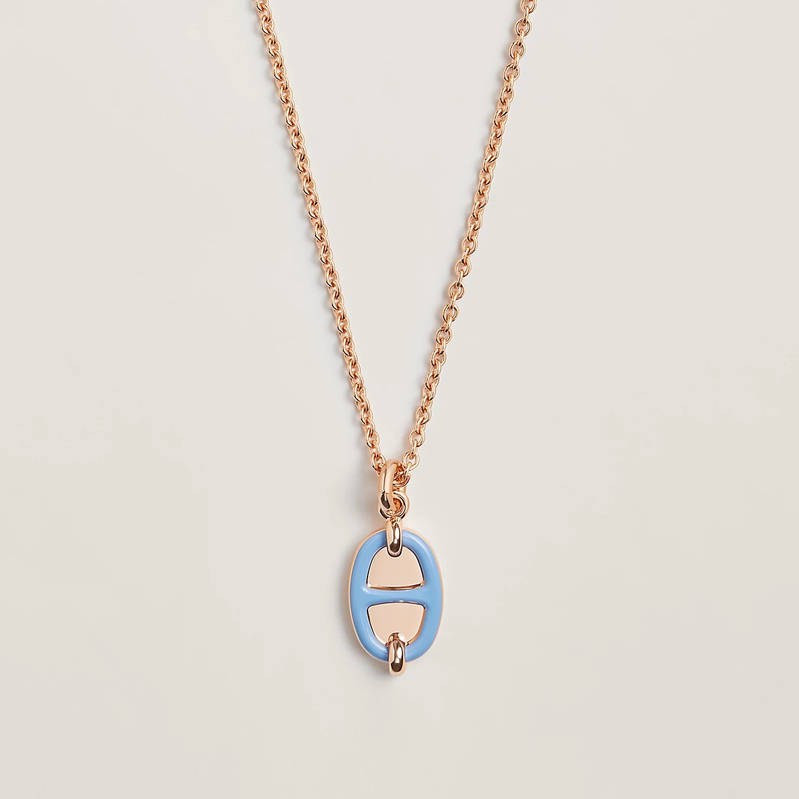 Hermès 爱马仕Mini Maillon里尔蓝猪鼻子项链到货、玫瑰金、白金色、黄金色