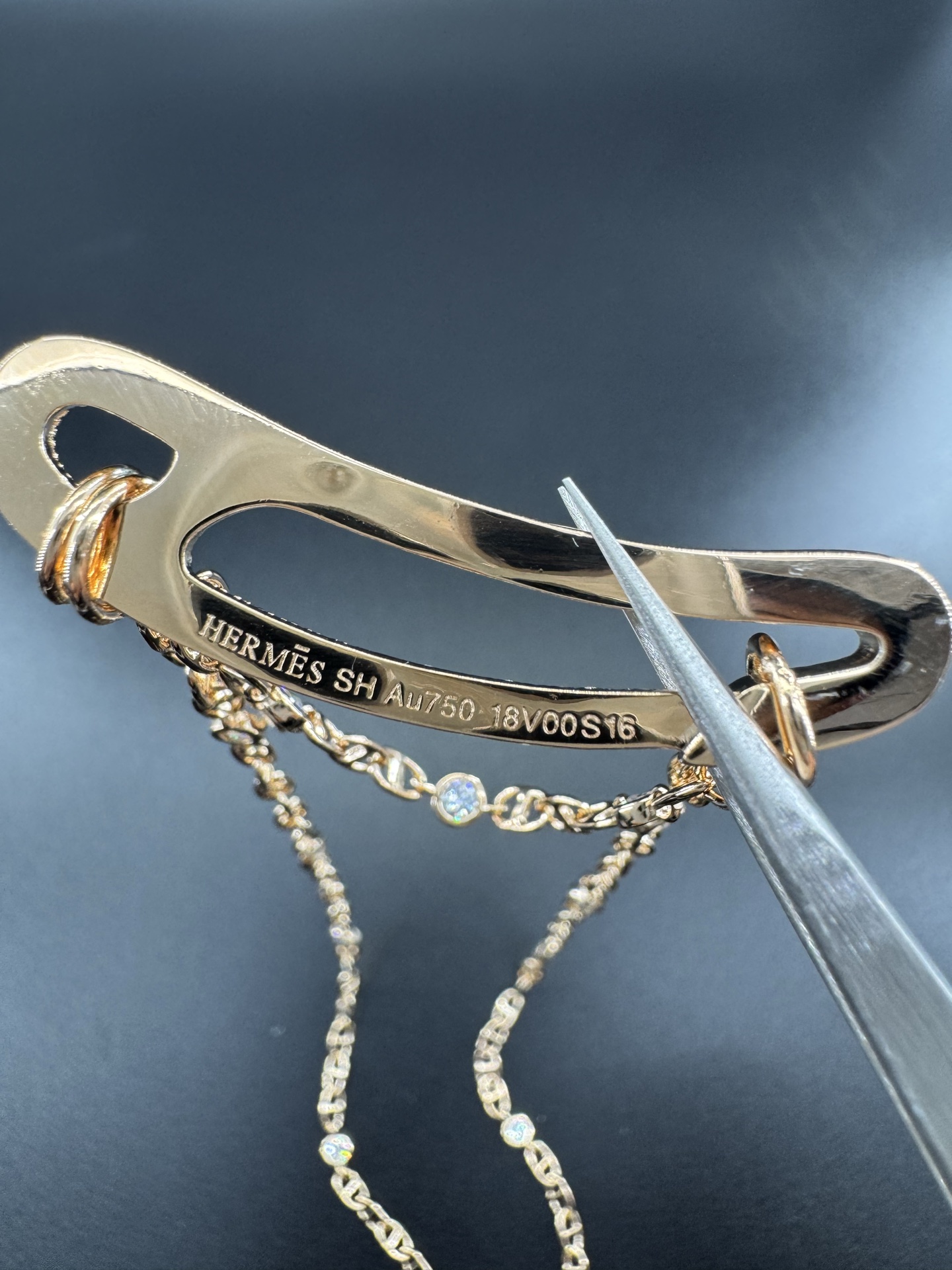 Hermès 爱马仕猪鼻子别针满钻项链到货、玫瑰金、白金色