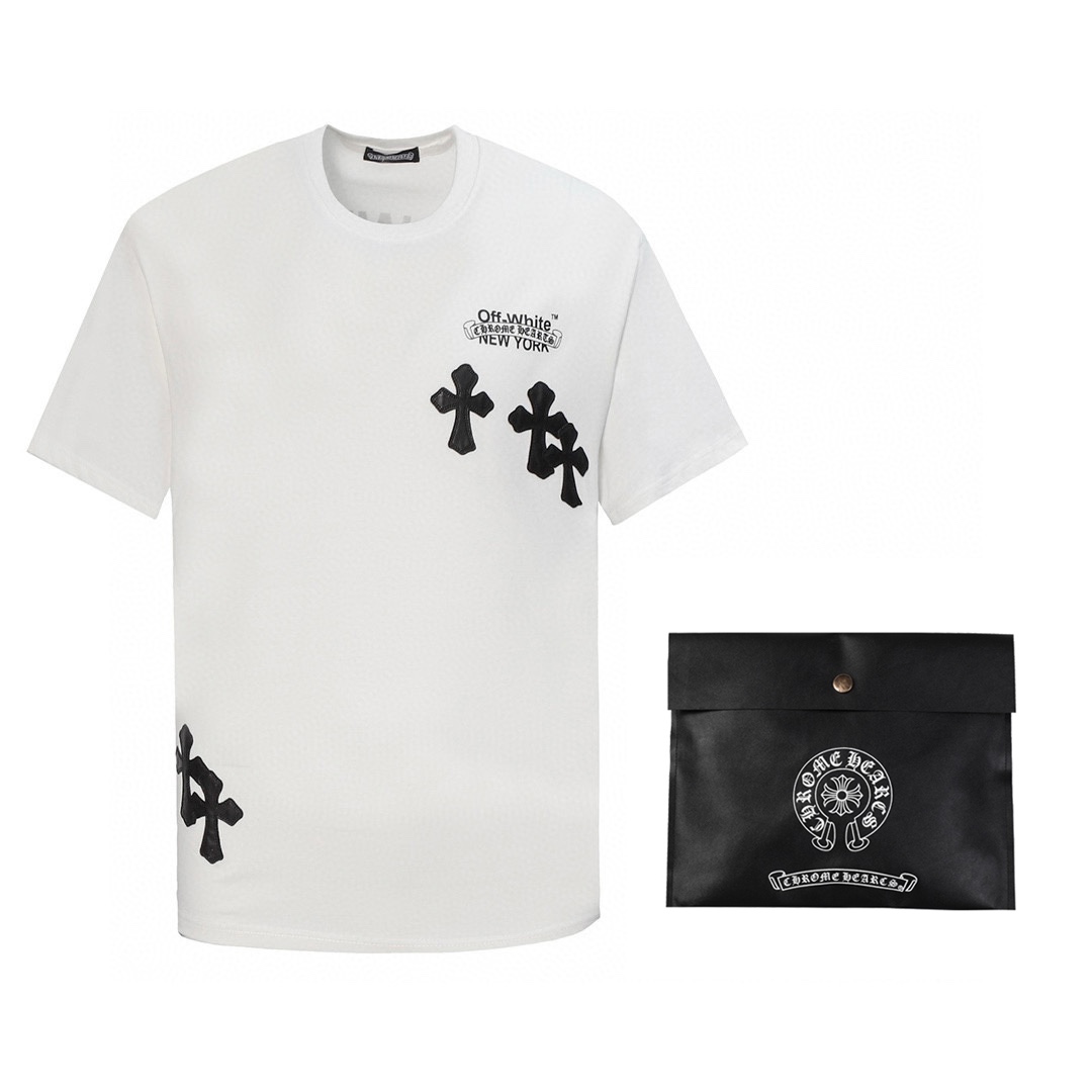 Chrome Hearts Vêtements T-Shirt Réplique de bonne qualité
 Noir Couture Coton Double fil coton Manches courtes