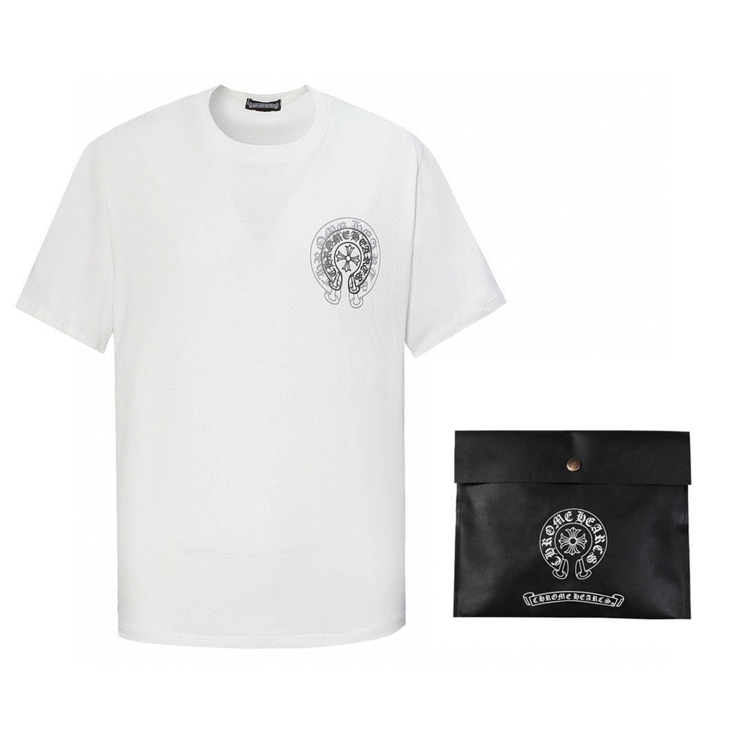 Chrome Hearts Clothing T-Shirt Black Printing Cotton Double Yarn Short Sleeve