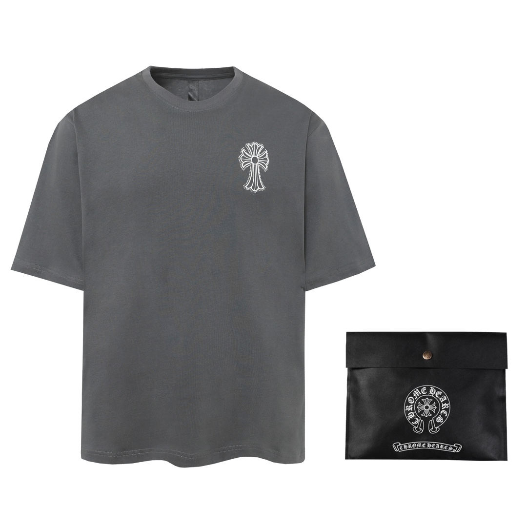 Chrome Hearts Vêtements T-Shirt Noir Couture Coton Double fil de coton Manches courtes