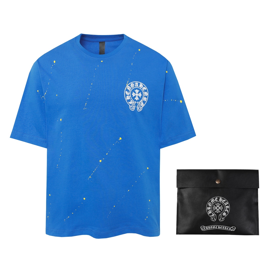 Chrome Hearts Vêtements T-Shirt Créateur faux
 Noir Couture Coton Double fil de coton Manches courtes