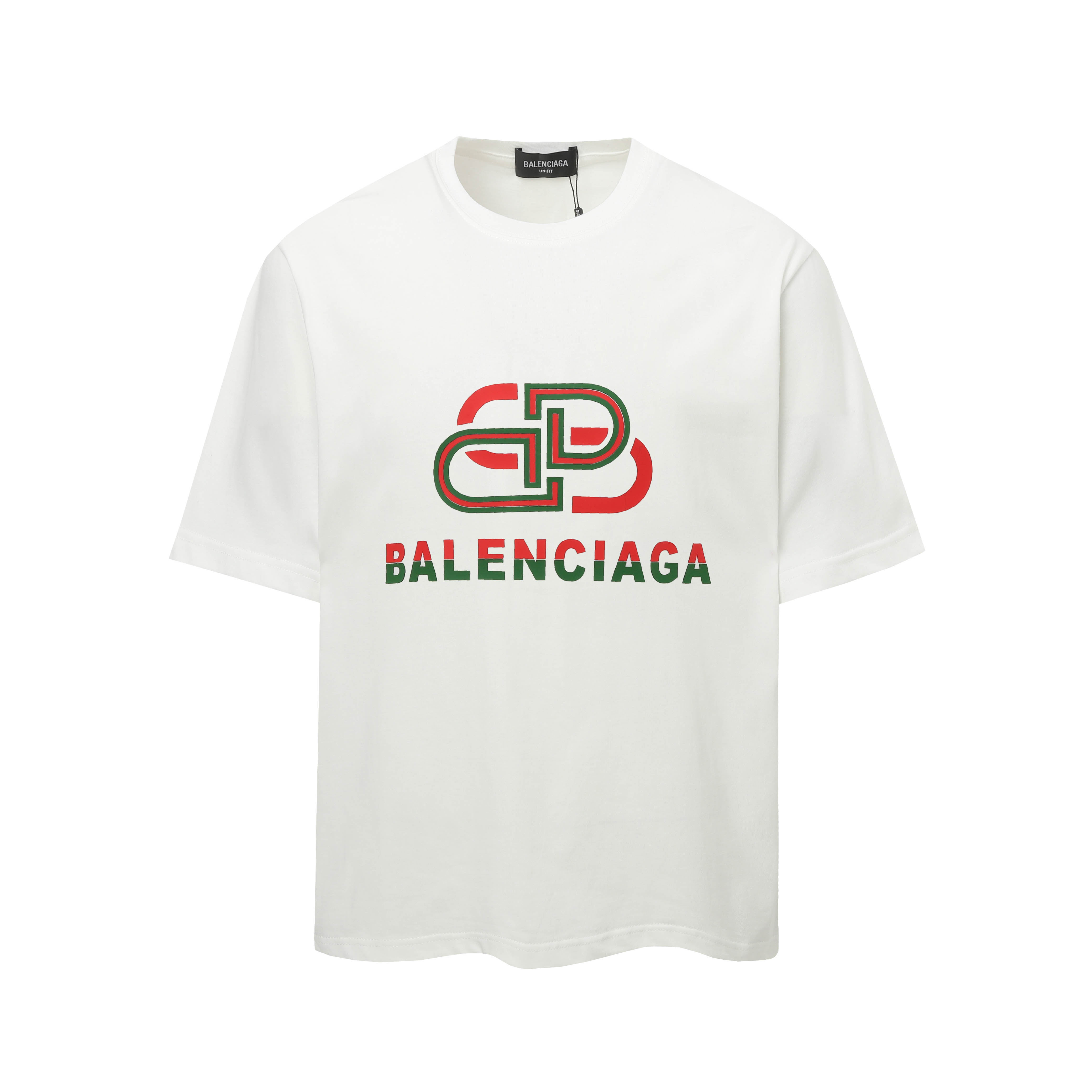 Balenciaga Balenciaga 巴黎世家 迷彩大锁扣拼接压花圆领短袖