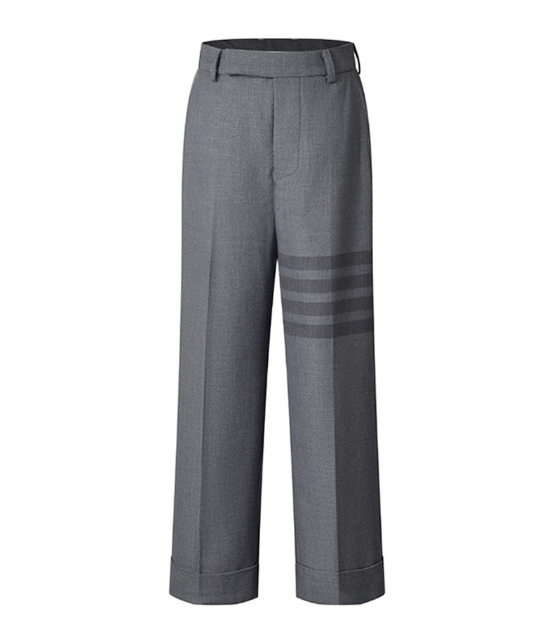 Pantalon de Costume Gris à Quatre Barres Thom Browne en Laine de Qualité Supérieure