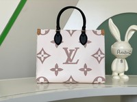 Louis Vuitton LV Onthego Tote Bags Black White Yellow Cowhide M46912