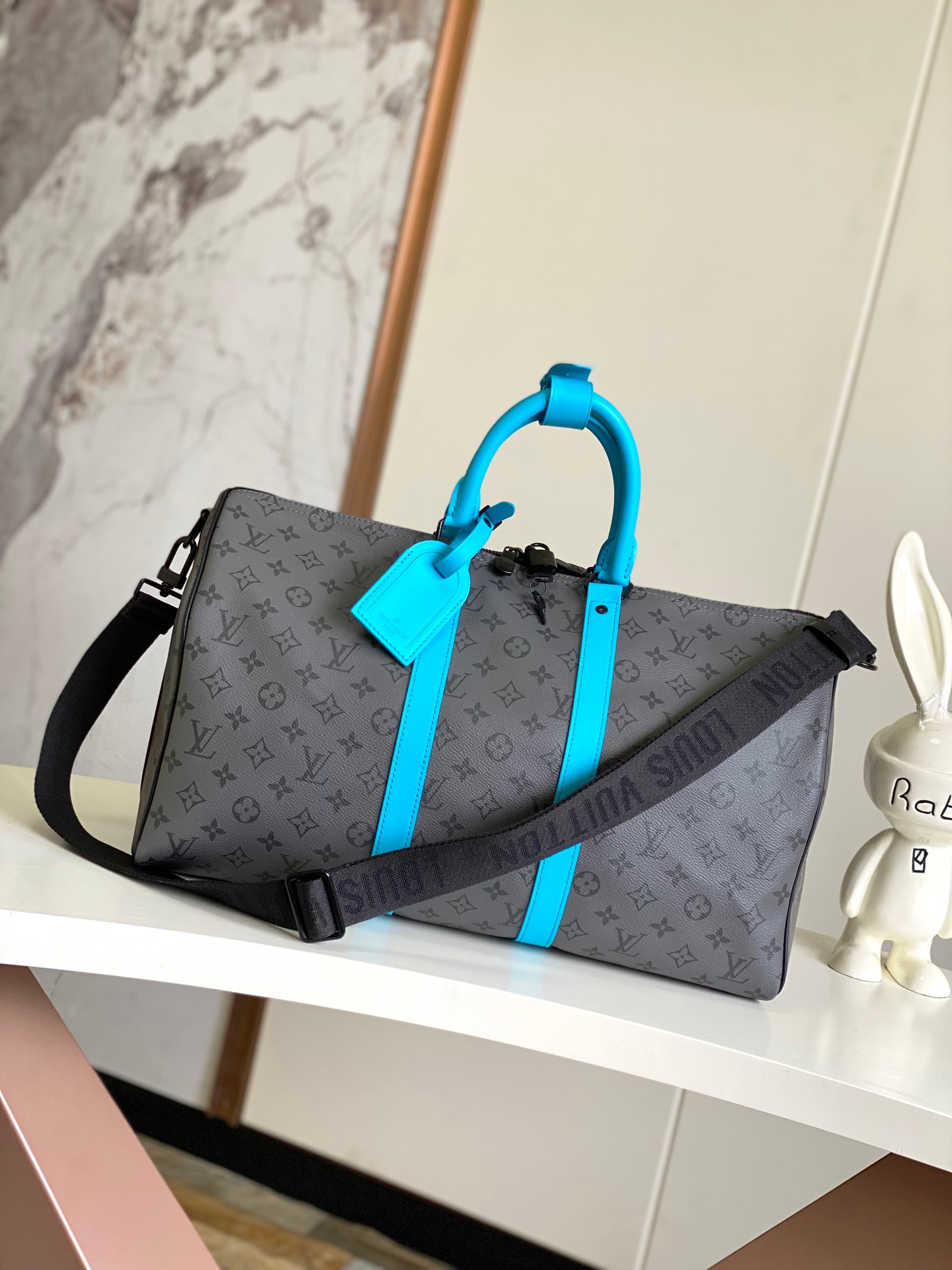 【海原外‬单 独实家‬拍 动态芯片版】M11481银花/拼浅蓝
【Keepall Bandoulière