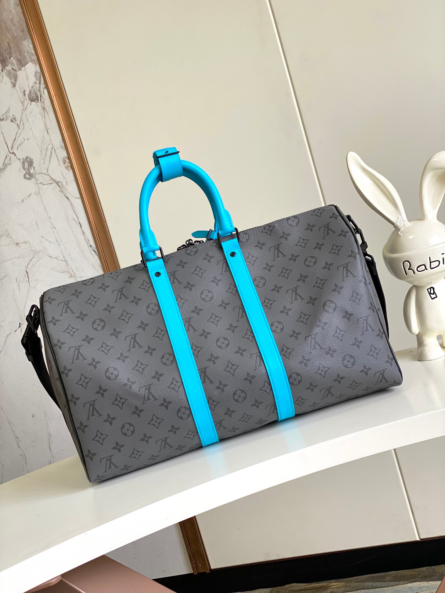 【海原外‬单 独实家‬拍 动态芯片版】M11481银花/拼浅蓝
【Keepall Bandoulière