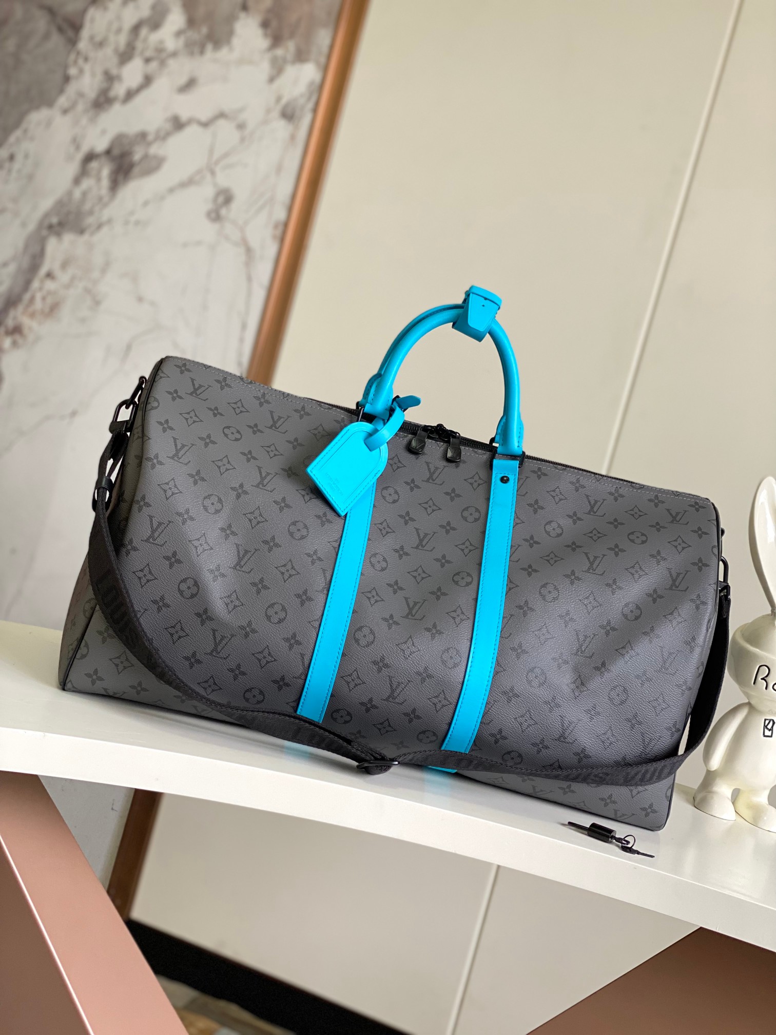 【海原外‬单 独实家‬拍 动态芯片版】M11480银花/拼浅蓝
【Keepall Bandoulière