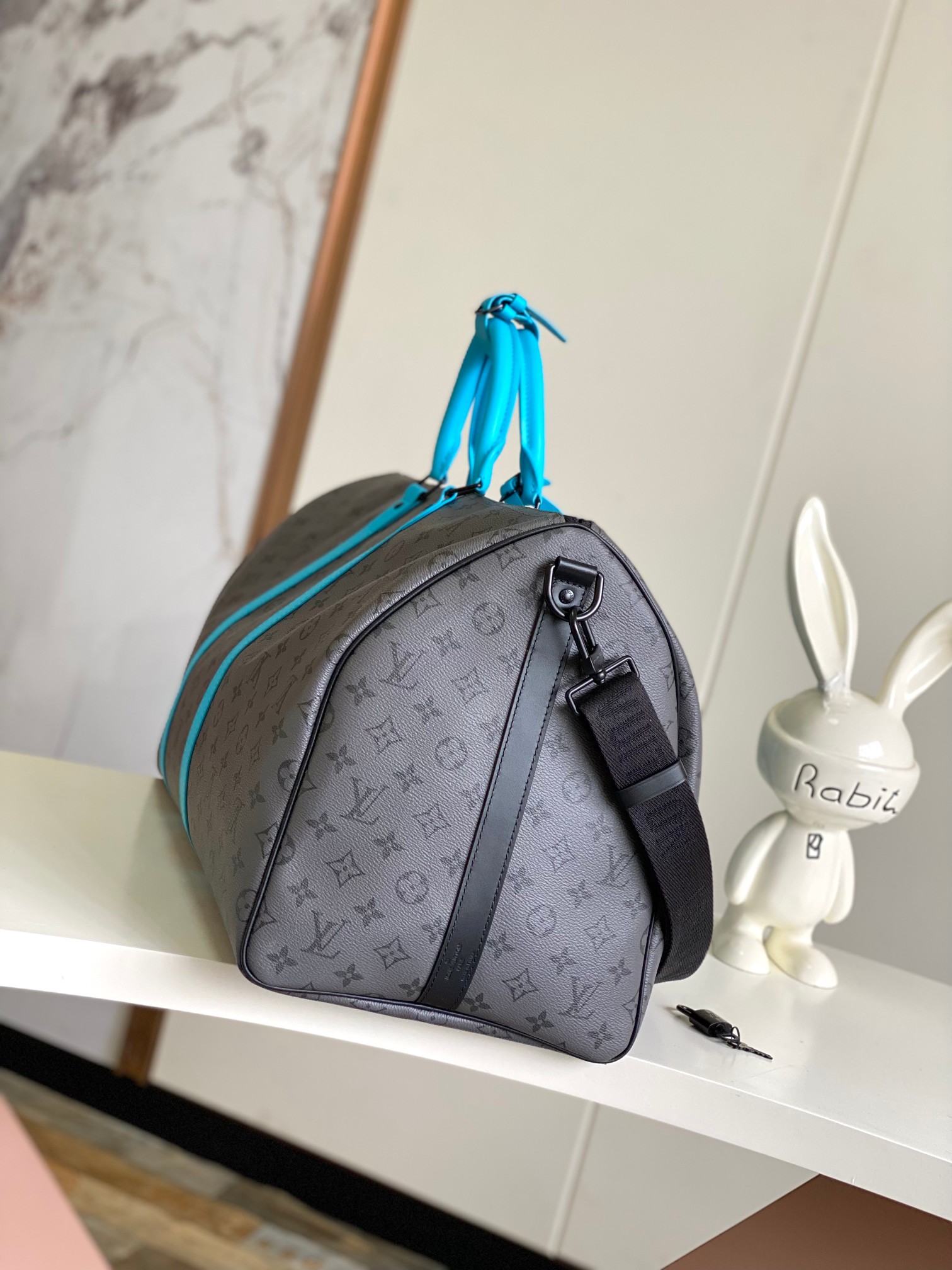 【海原外‬单 独实家‬拍 动态芯片版】M11480银花/拼浅蓝
【Keepall Bandoulière