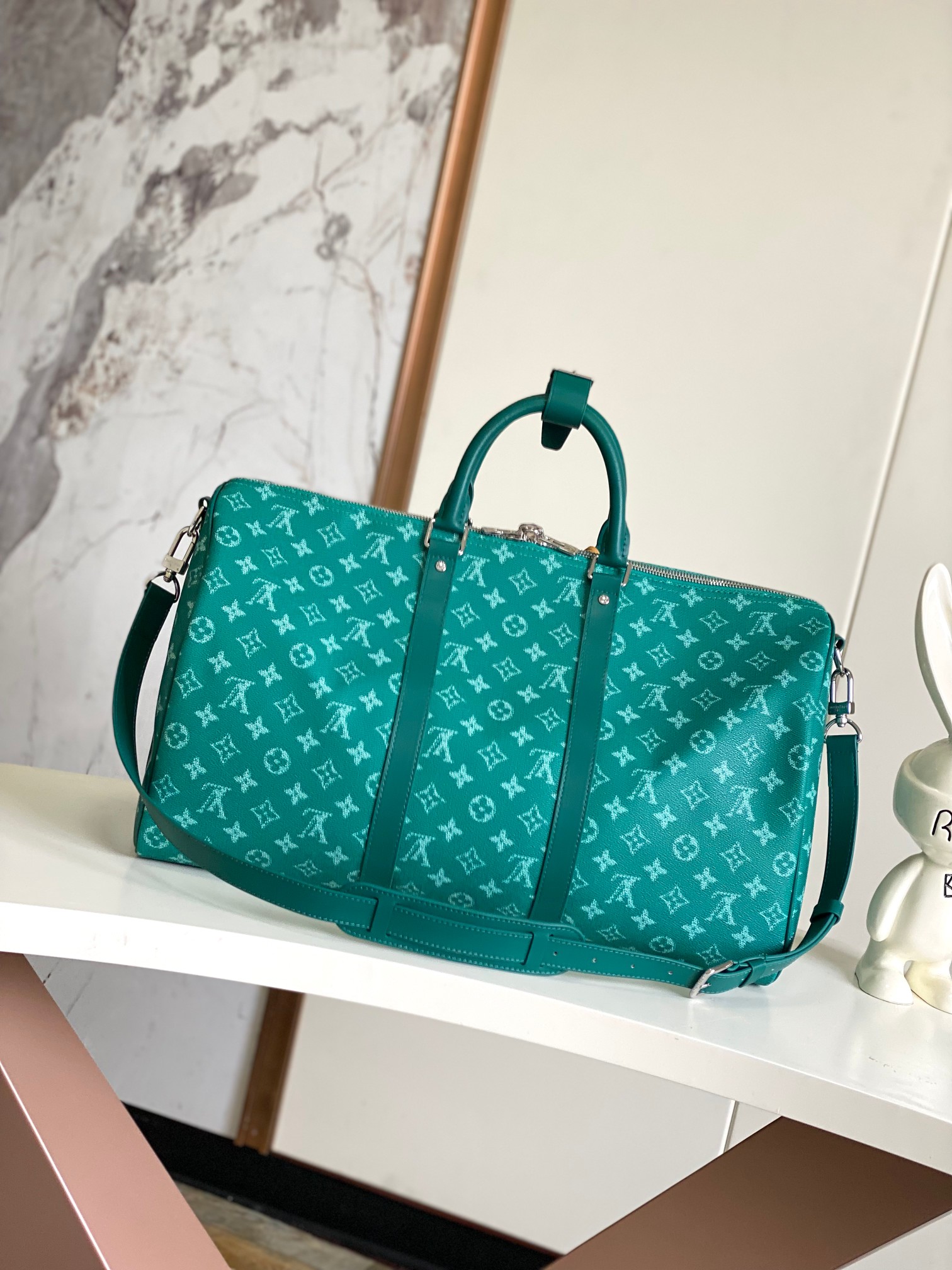 【海原外‬单 独实家‬拍】变码芯片【Keepall 50 旅行袋】M41416 12687绿花(变码芯片