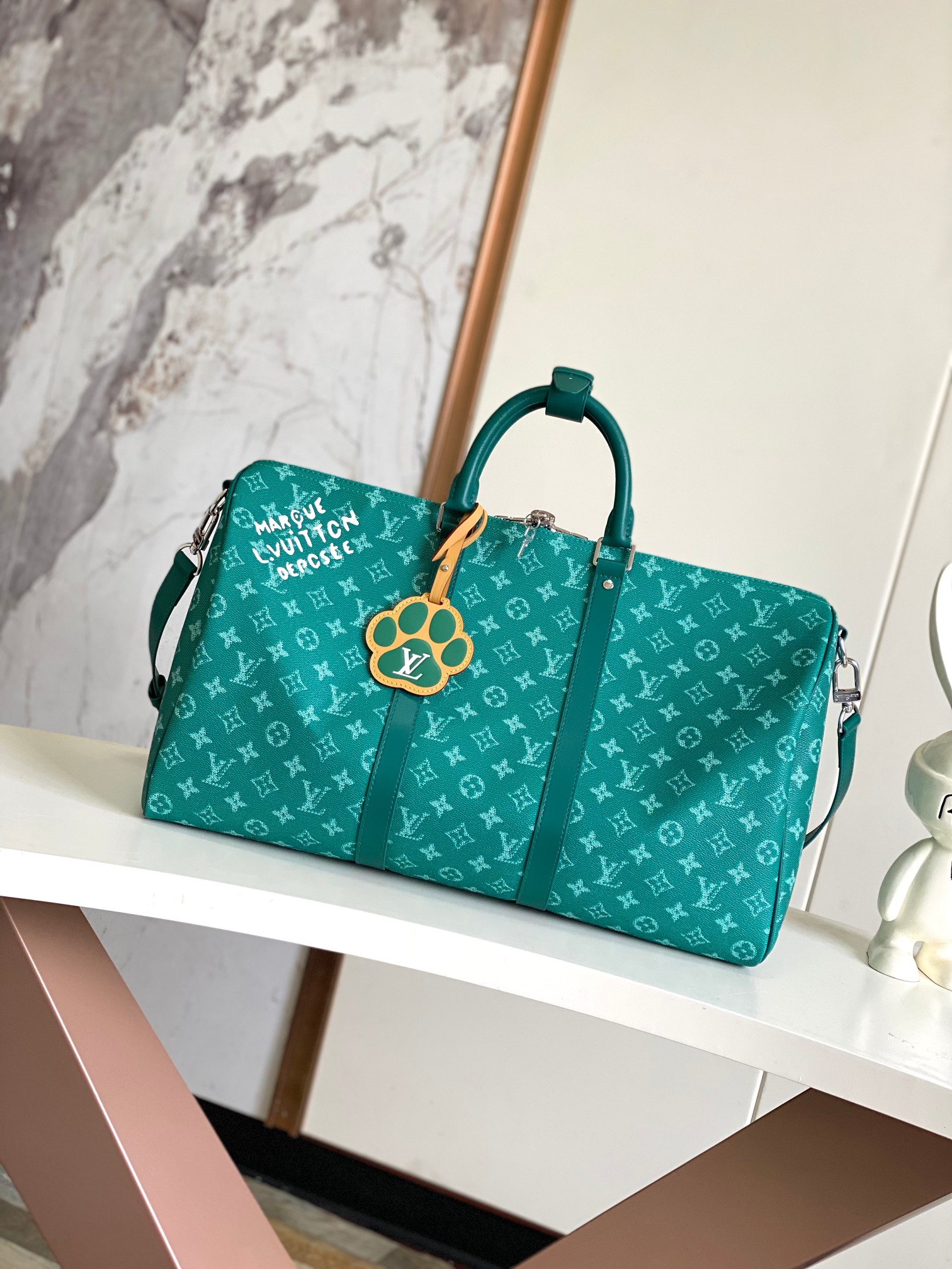 【海原外‬单 独实家‬拍】变码芯片【Keepall 50 旅行袋】M41416 12687绿花(变码芯片