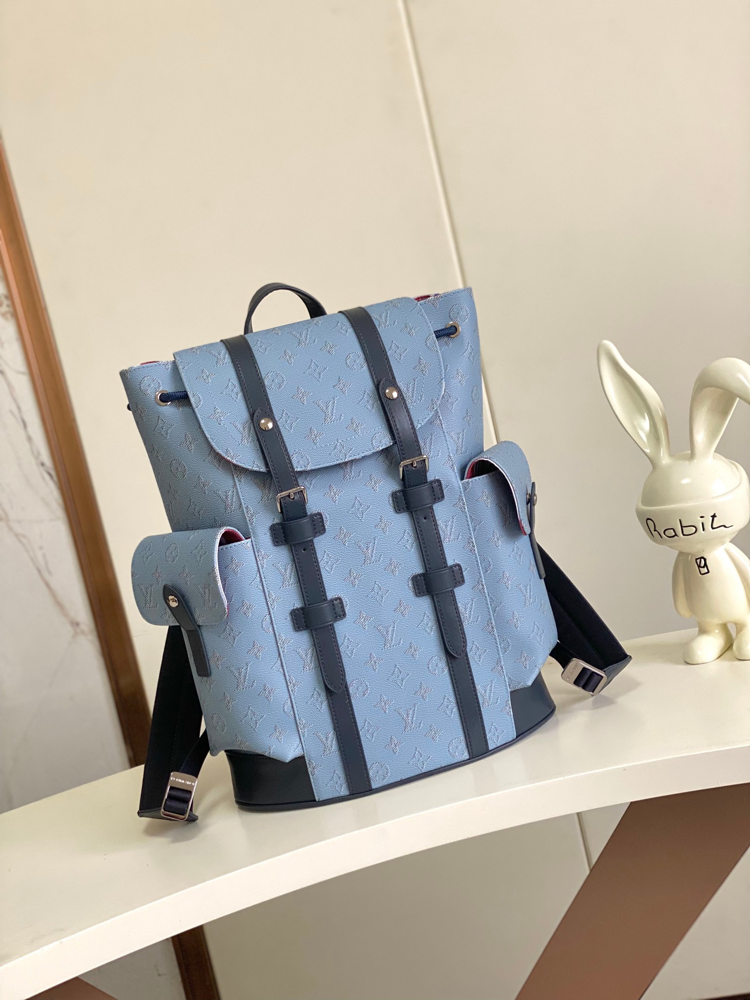 Louis Vuitton Christopher Backpack Monogram Heritage Blue Leather Trim