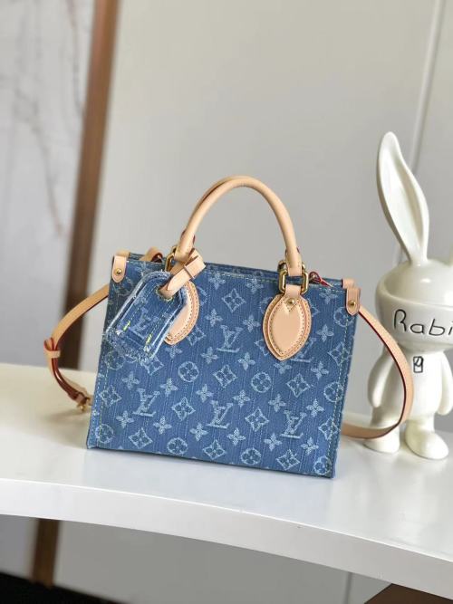 Louis Vuitton OnTheGo Small Denim Bag - Monogram, Adjustable Strap 1 Louis Vuitton OnTheGo Small Denim Bag - Monogram, Adjustable Strap
