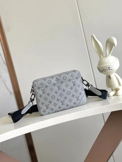 Louis Vuitton Sprinter Messenger Bag Monogram Shadow Leather Gray 1 Louis Vuitton Sprinter Messenger Bag Monogram Shadow Leather Gray