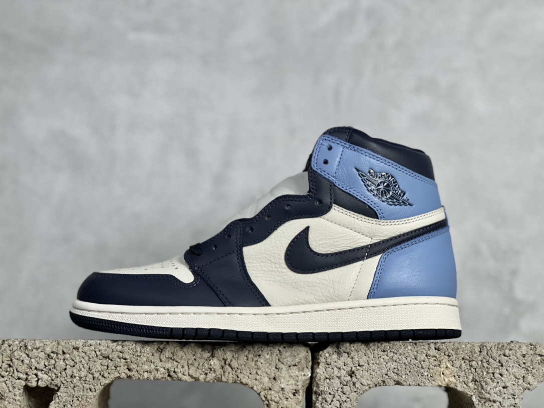 福利AirJordan1AJ1乔1黑曜石北卡蓝黑蓝脚趾555088-140#天花板品质原装版本全身采用原