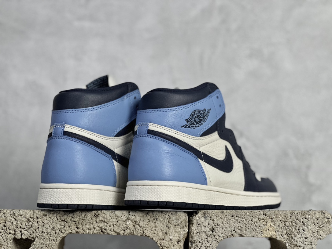 福利AirJordan1AJ1乔1黑曜石北卡蓝黑蓝脚趾555088-140#天花板品质原装版本全身采用原