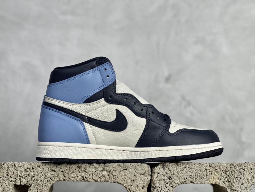 福利AirJordan1AJ1乔1黑曜石北卡蓝黑蓝脚趾555088-140#天花板品质原装版本全身采用原