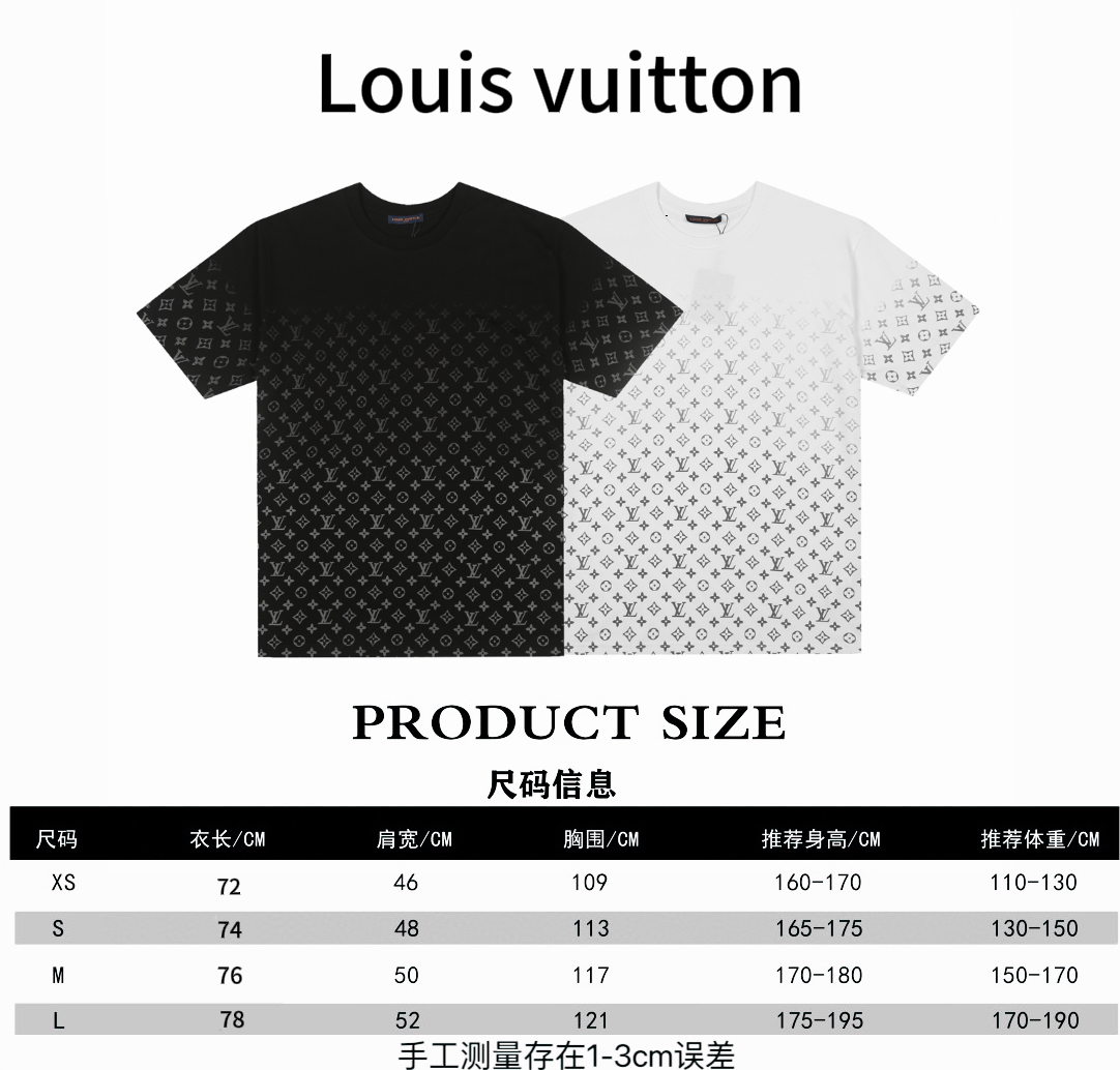 Louis Vuitton* Louis Vuitton LV Camiseta de manga corta con logo degradado en toda la prenda Tabla de tallas P80