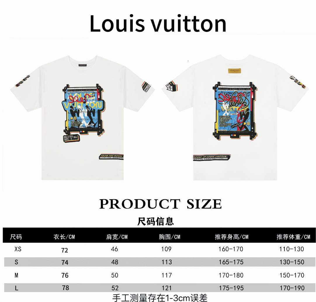 Louis Vuitton* Tabla de tallas de camiseta de manga corta pintada con spray Louis Vuitton LV jazz band P80