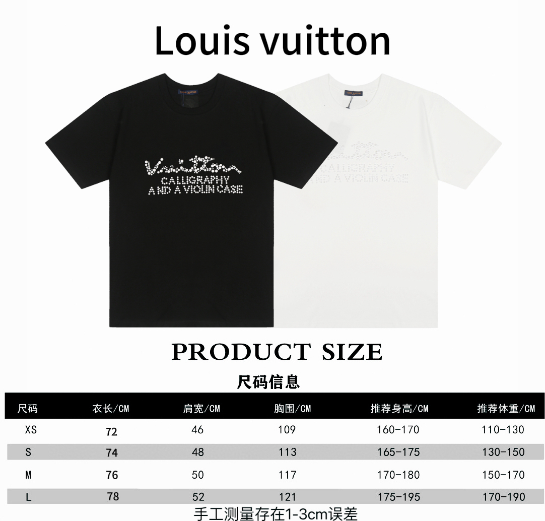 Louis Vuitton* Louis Vuitton LV alta costura perla LOGO tabla de tallas de camiseta de manga corta P90