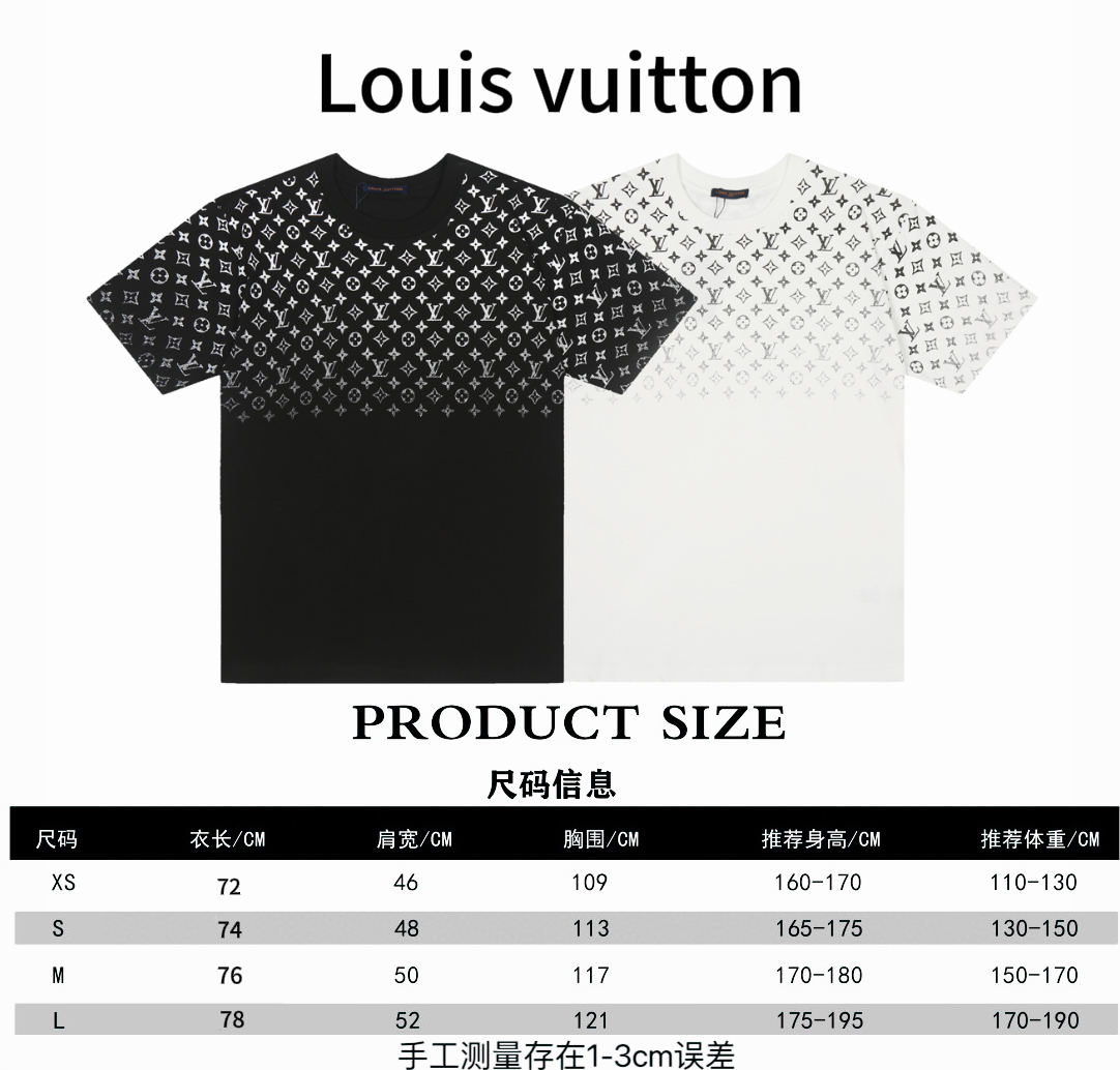 Louis vuitton* Louis Vuitton LV tabla de tallas de manga corta con gradiente para presbicia P80